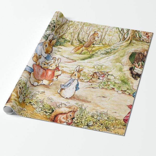 Papier Cadeau Le quartier de Peter Rabbit par Beatrix Potter (Déroulé)