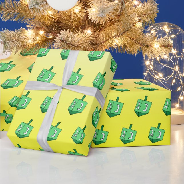 Papier Cadeau Le rêve vert sur Hanoukka jaune (Vacances)