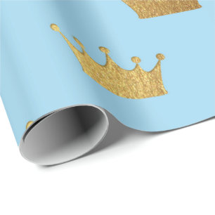 Papier Cadeau Le Roi d'or Crown Heraldic princesse de bleu royal