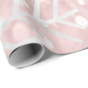 Papier Cadeau Le rose de vacances de Noël de flocons de neige