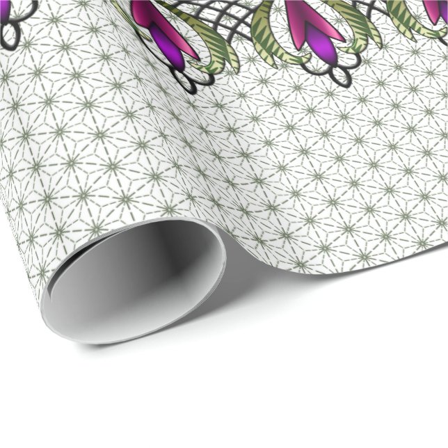 Papier Cadeau Le salon Walls_Fuchsia, vert d'Abbie du centre, (Coin rond)