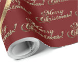 Papier Cadeau Le script d'or de la famille Smith Christmas Red F<br><div class="desc">La famille Smith Joyeux Noël Elegant Faux Gold Foil Script Texte d'or Motif sur la saison des Fêtes des Arrière - plans rouges Glossy ou le papier d'enveloppement de cadeaux Matte</div>