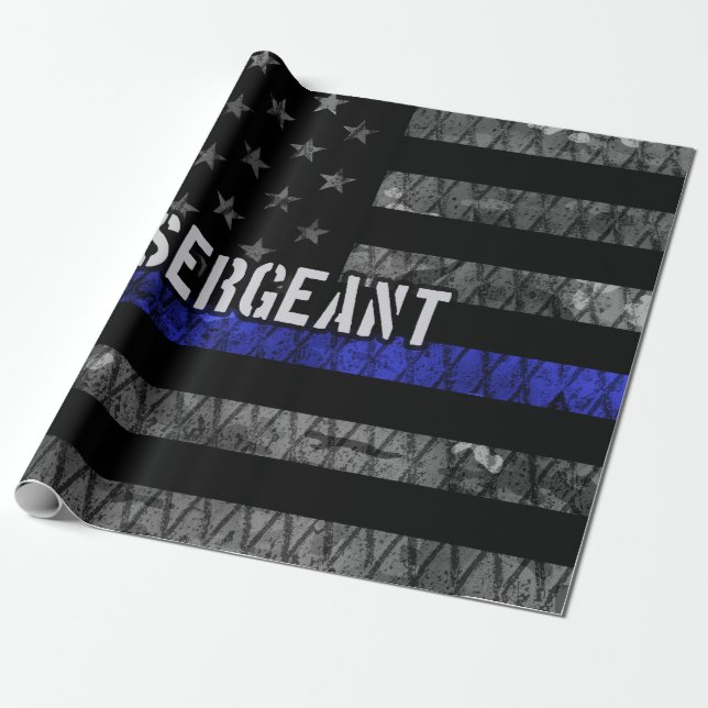 Papier Cadeau Le sergent Thin Blue Line Distresse (Déroulé)