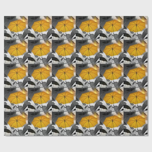 Papier Cadeau Le soleil arrive, avalanche de parapluies, (Plat)