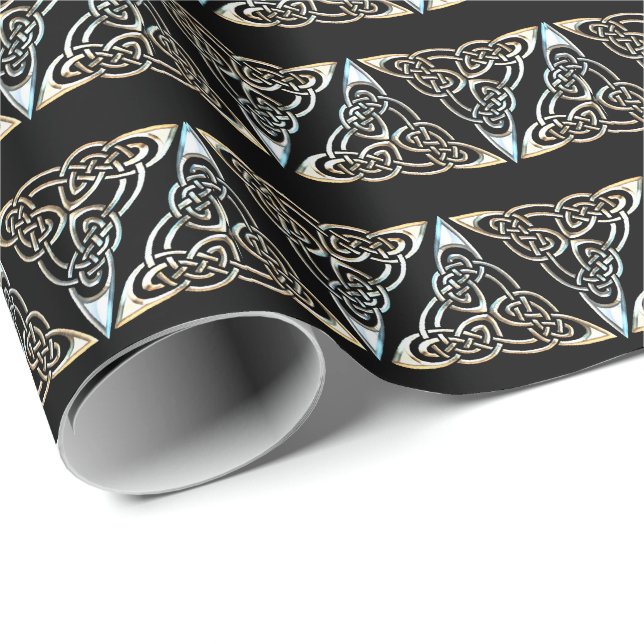 Papier Cadeau Le triangle noir d'argent Spirales Céleste Concept (Coin rond)