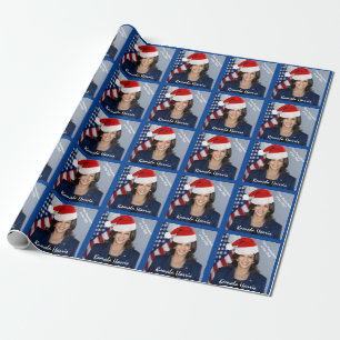 Papier Cadeau Le vice-président Kamala Harris à Santa Hat Wrappi