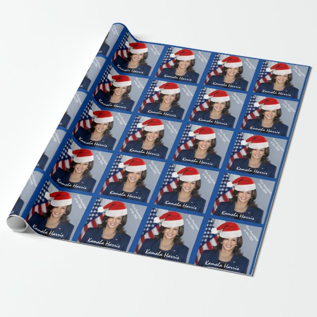 Papier Cadeau Le vice-président Kamala Harris à Santa Hat Wrappi (Déroulé)