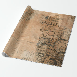 Papier Cadeau Le vieux journal Vintage déchiré