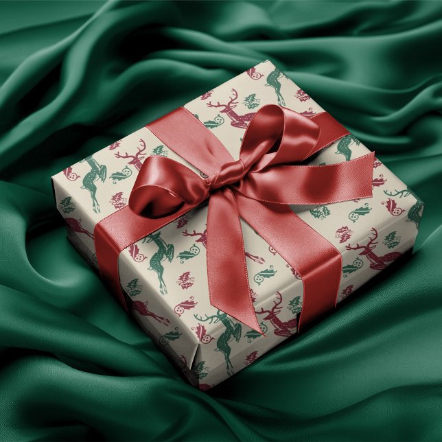 Papier Cadeau Leaping Cerf Et Holly (Créateur téléchargé)