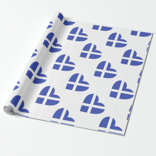 Papier Cadeau L'Ecosse/coeurs Drapeau-inspirés écossais