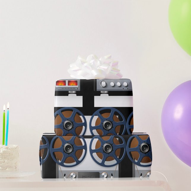 Papier Cadeau Lecteur de bande vintage pour audiophile (Créateur téléchargé)