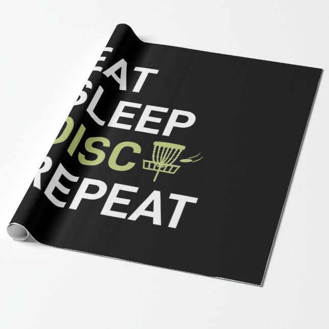 Papier Cadeau Lecteur Disk Golf | Eat Sleep Disk Golf Repeat (Déroulé)