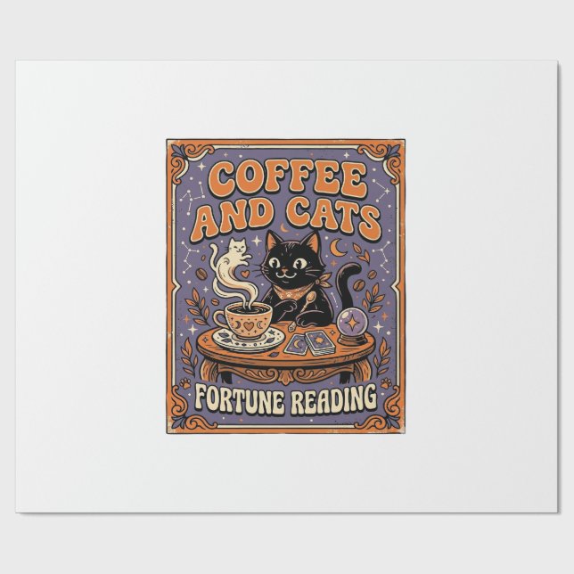Papier Cadeau Lecture de la fortune du café et des chats Chats F (Plat)
