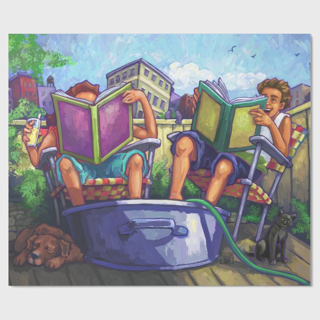 Papier Cadeau Lecture estivale (Plat)