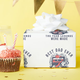 Papier Cadeau Légende Meilleur Papa de Tous les Temps Année Cass