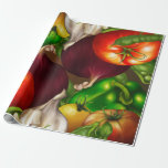 Papier Cadeau Légumes et herbes biologiques nourriture végétale<br><div class="desc">Papier d'emballage</div>
