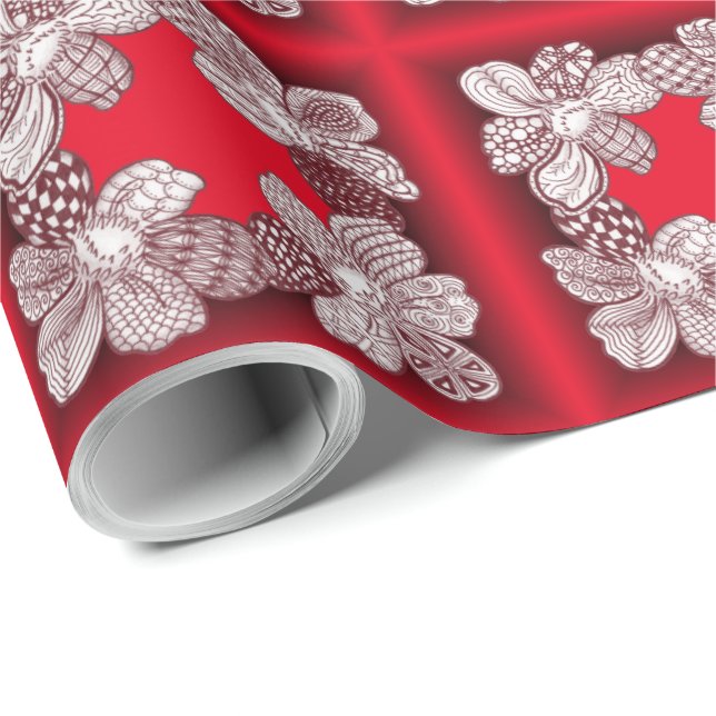 Papier Cadeau Lei Fleur Dessinée À La Main Choisir N'Importe Que (Coin rond)