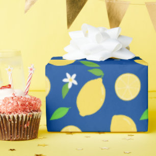 Papier Cadeau Lemon Floral Classique Marine Chic Moderne Simple