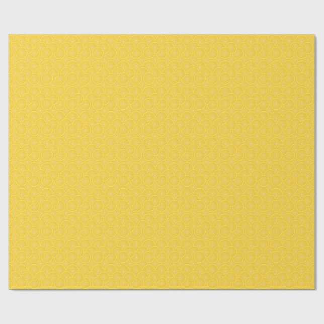 Papier Cadeau Lemon Slice Citrus Fruit Yellow Wrapping Paper (Plat)