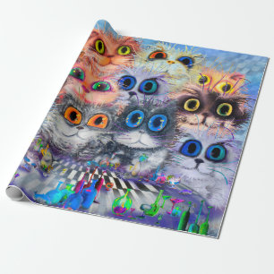 Papier Cadeau L'ensemble des portraits de chats arrière - plan a