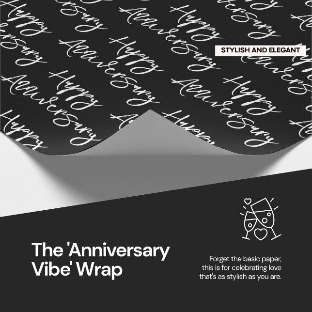 Papier Cadeau L'enveloppement du "Vibe anniversaire" (Level up your anniversary gifting with a wrap that's a whole vibe.)