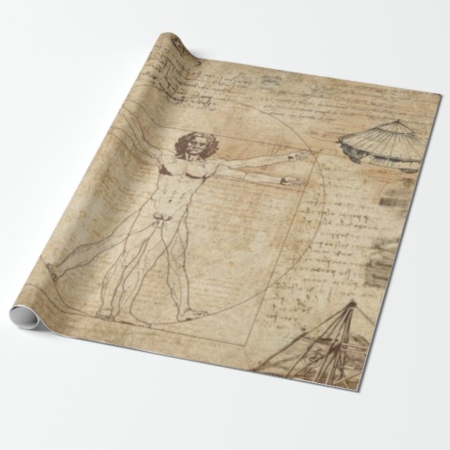 Papier Cadeau Leonardo Da Vinci L'Homme Vitruvien (Déroulé)