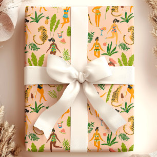 Papier Cadeau Leopard Cat Tropical Tribal Africain Jungle Motif