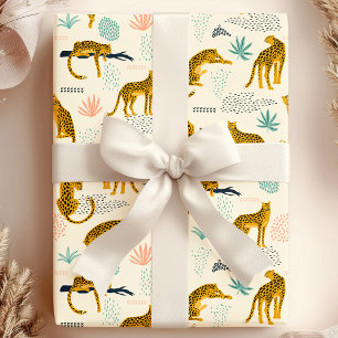 Papier Cadeau Leopard Cats Tropical African Jungle Motif