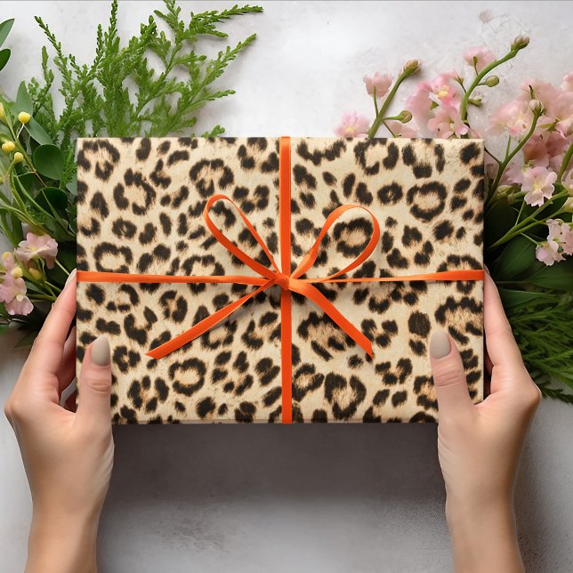 Papier Cadeau Leopard en cuir Imprimer Motif Monogramme (Créateur téléchargé)