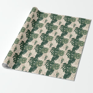 Papier Cadeau Leopard Monstera : Jungle Imprimer Vintage.
