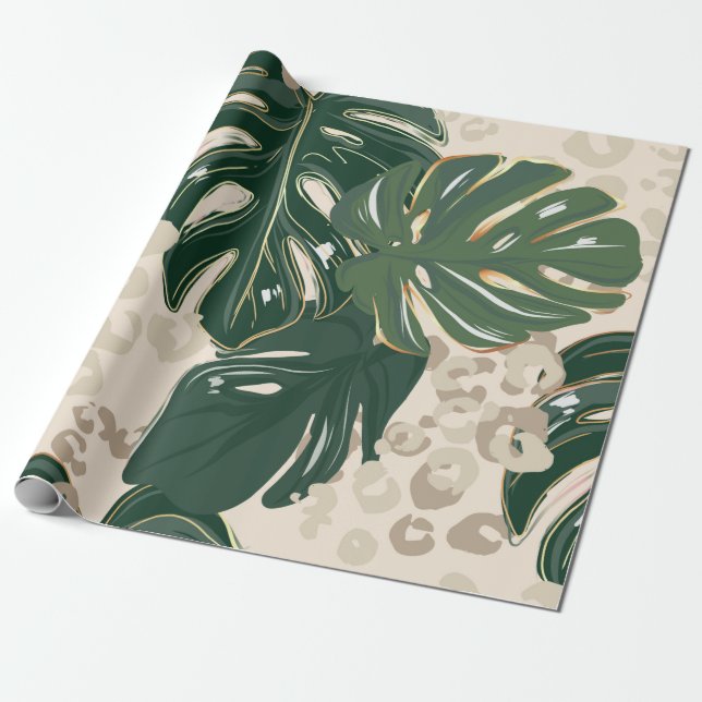 Papier Cadeau Leopard motif, poster de animal design transparent (Déroulé)