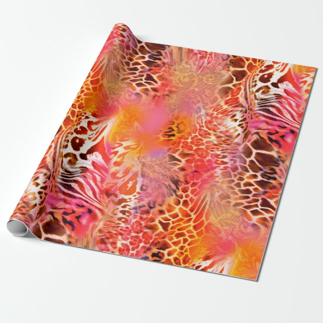 Papier Cadeau léopard peau motif léopard, abstrait, anima (Déroulé)
