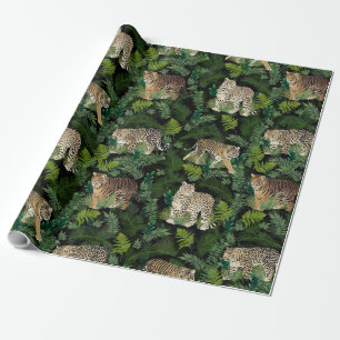Papier Cadeau Léopards modernes Tigres Jungle Plante Black Desig