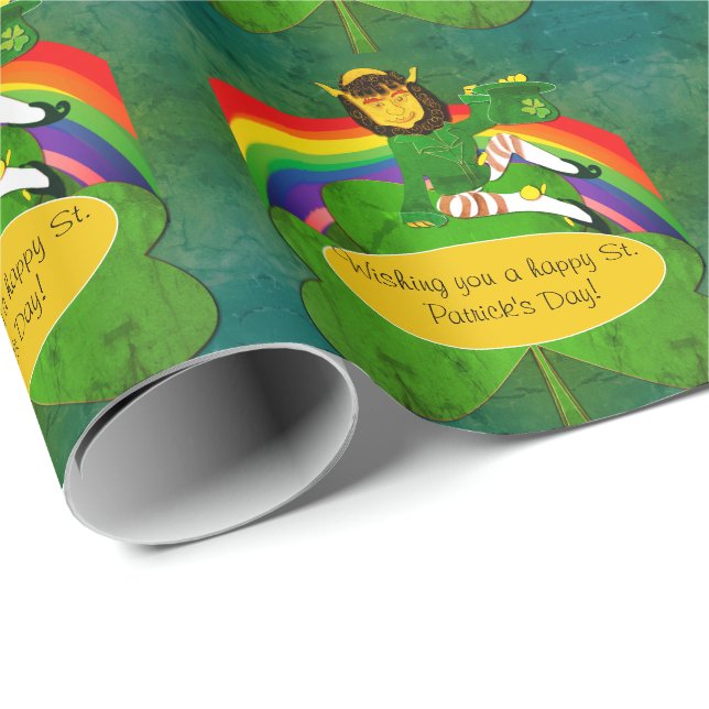 Papier Cadeau Leprechaun St. Patrick's Day (Coin rond)
