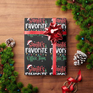 Papier Cadeau L'équipe de bureau préférée du Père Noël Noël drôl