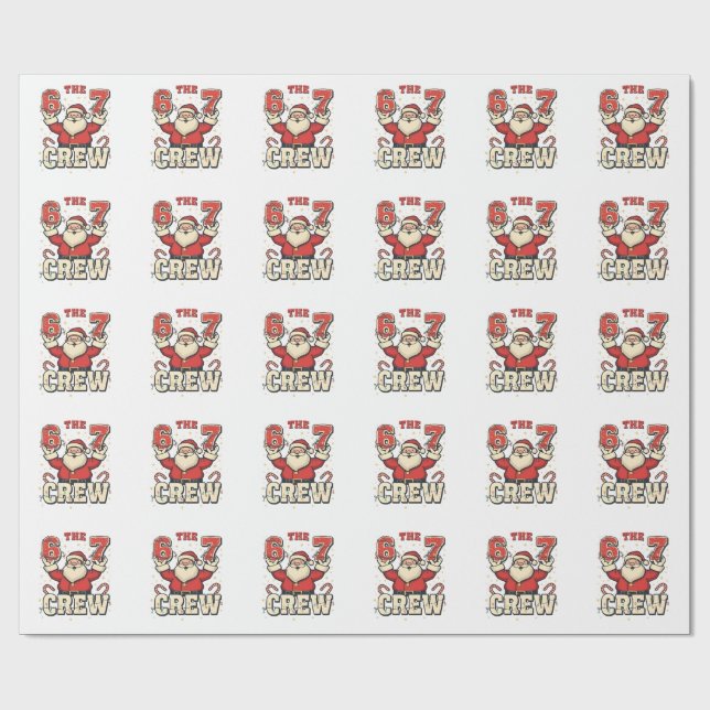 Papier Cadeau L'équipe drôle de Santa Noël 6 7 Meme  (Plat)