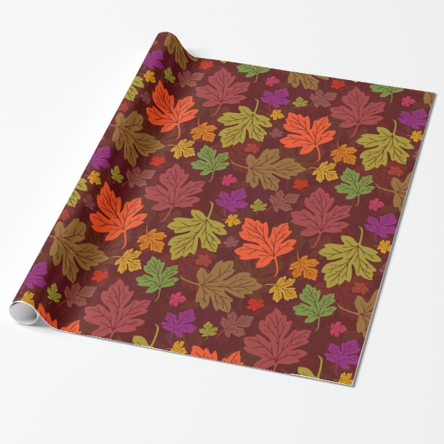 Papier Cadeau L'érable de saison d'automne part du motif (Déroulé)