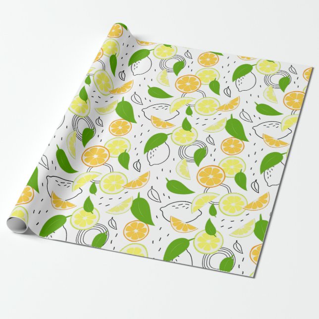 Papier Cadeau Les agrumes frais. (Déroulé)