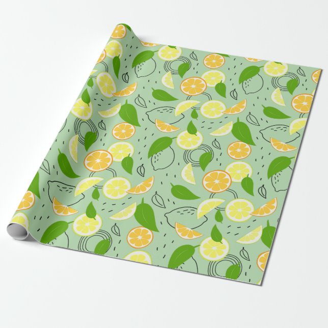 Papier Cadeau Les agrumes frais. (Déroulé)