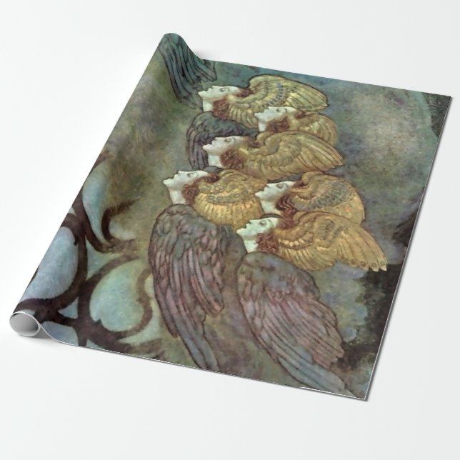 Papier Cadeau « Les Anges » d'Edmund Dulac (Déroulé)