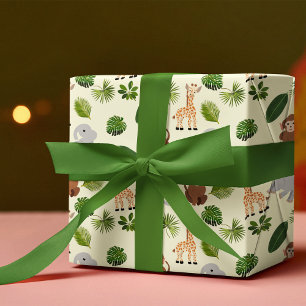Papier Cadeau Les animaux de la jungle et les Plantes