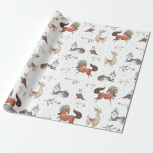 Papier Cadeau Les animaux des forêts tribales Baby shower des ga