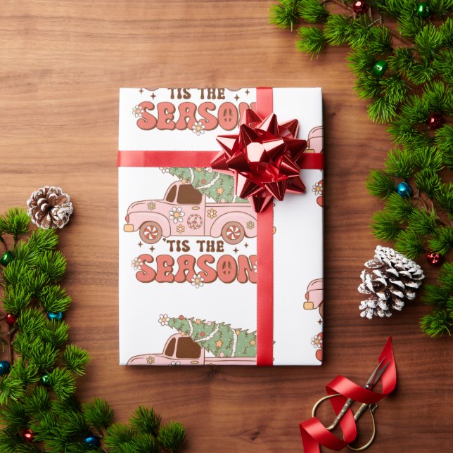 Papier Cadeau les années 70 Retro Super Tis Saison Noël (Cadeau de vacances)