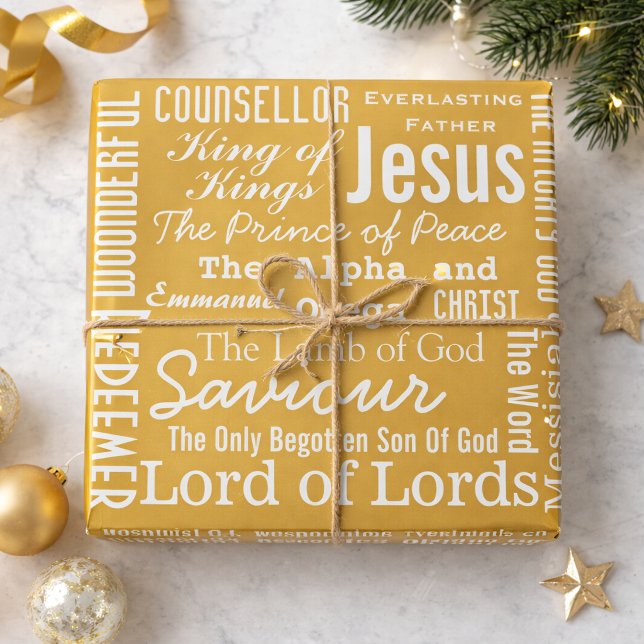 Papier Cadeau Les Beaux Noms de Jésus Or  (Créateur téléchargé)