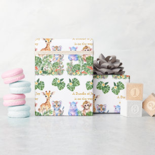 Papier Cadeau Les bébés animaux de la Jungle tropicale