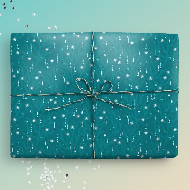 Papier Cadeau Les bulles sous-marines de Noël côtier (Coastal Christmas giftwrap mockup)