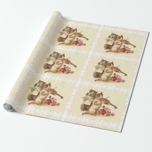 Papier Cadeau Les chatons mignons chantent et jouent le violon ;
