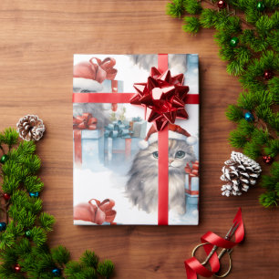 Papier Cadeau Les chatons regardent à partir de l'emballage cade