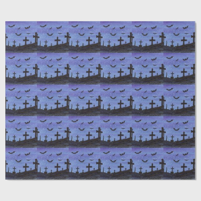 Papier Cadeau Les chauves-souris dans le cimetière (Plat)