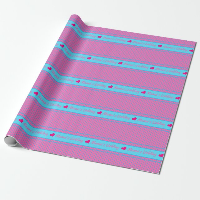 Papier Cadeau Les coeurs bleus de maman (Déroulé)